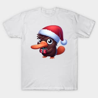 Cute Santa Platypus Illustration T-Shirt